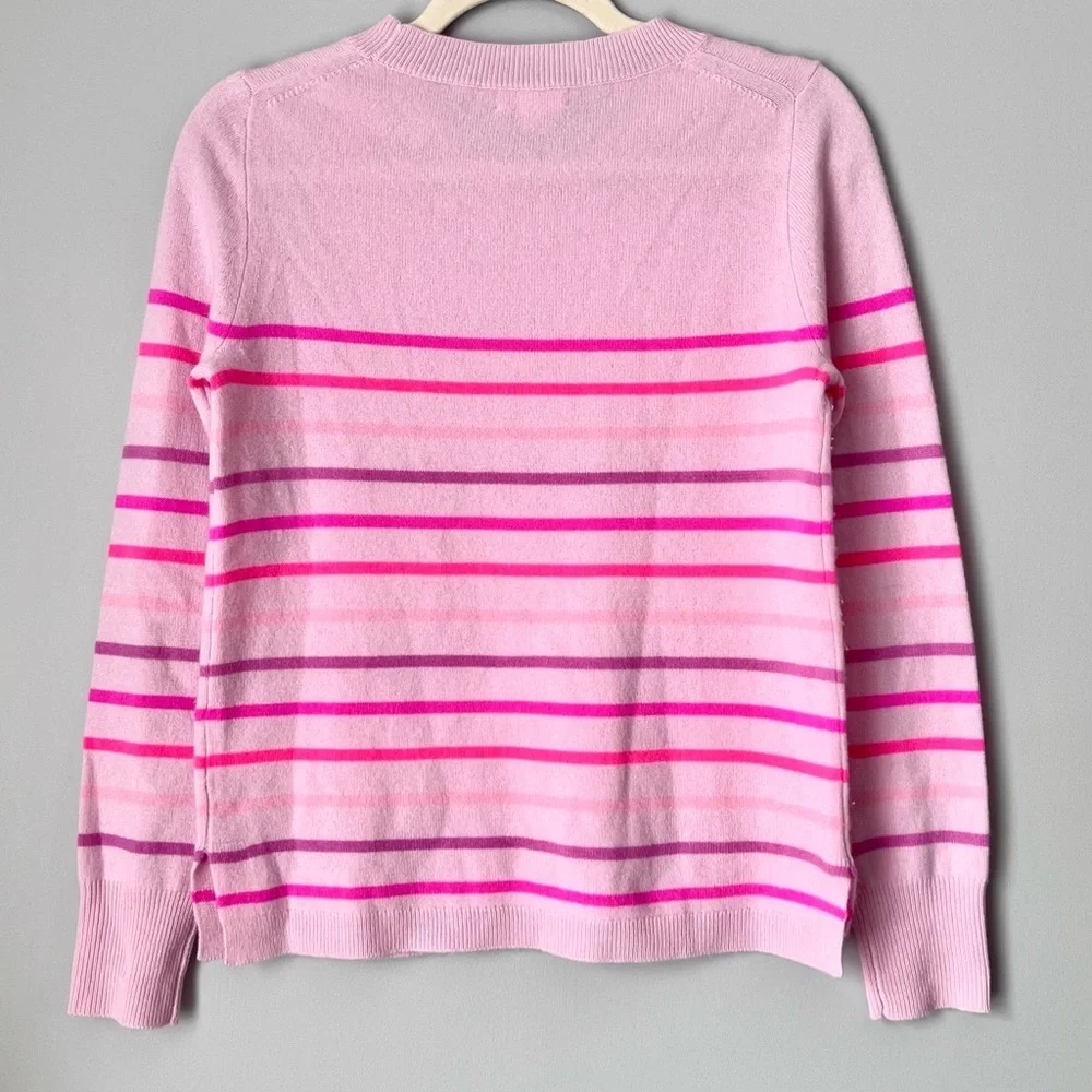 J.Crew 100% Cashmere Ombré Stripe Crewneck Sweater | Pink | Size S